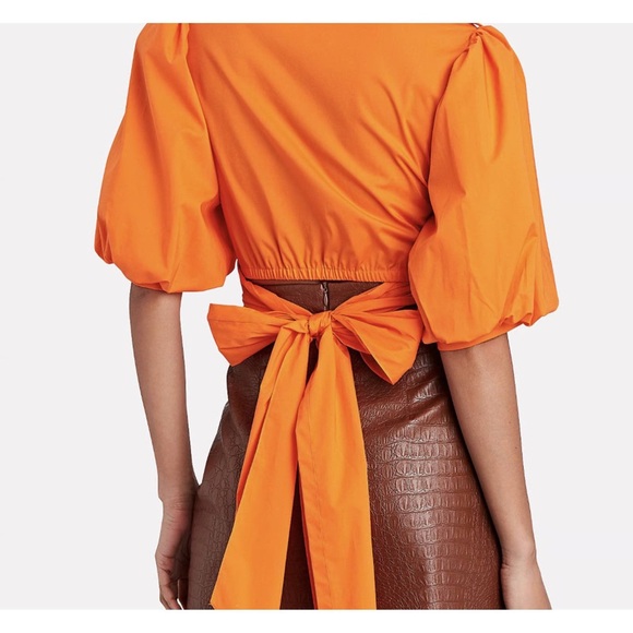 Petersyn Orange collared Bow wrap top - Picture 2 of 6